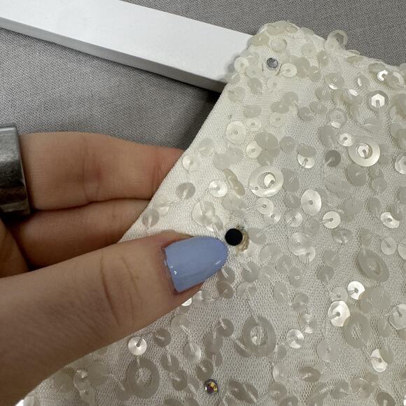 Adrianna Papell Dress Womens 16 Ivory Sequin Maxi Gown Wedding Bridal Formal - Picture 6 of 16